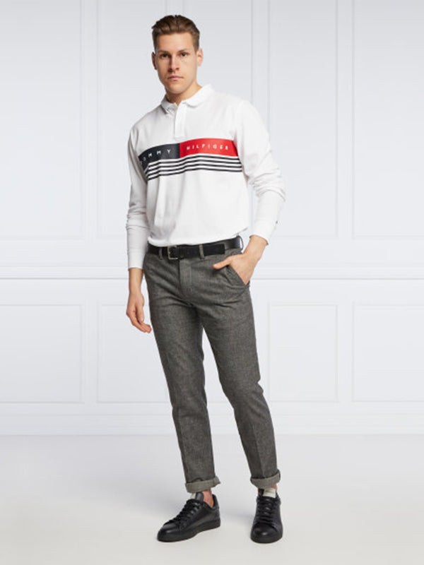 Corp Chest Stripe Ls White / L