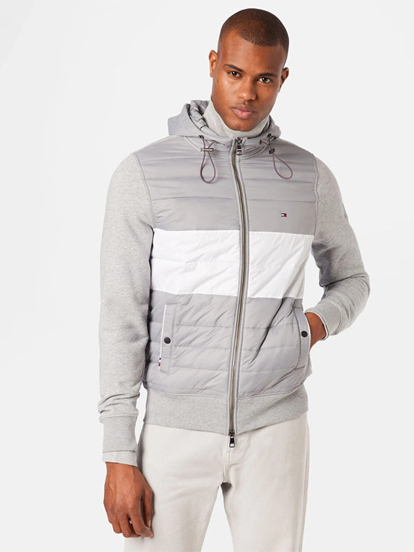 Mix Media Zip Throug Light Grey Heather / L