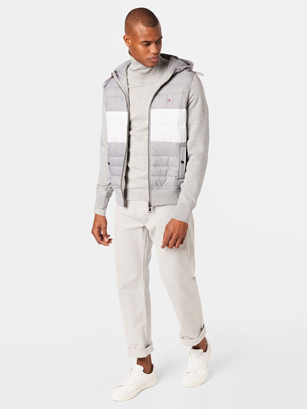 Mix Media Zip Throug Light Grey Heather / L