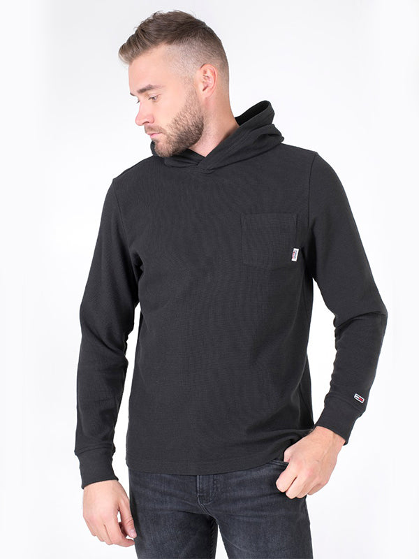 Tjm Hooded Waffle Sn Black / L