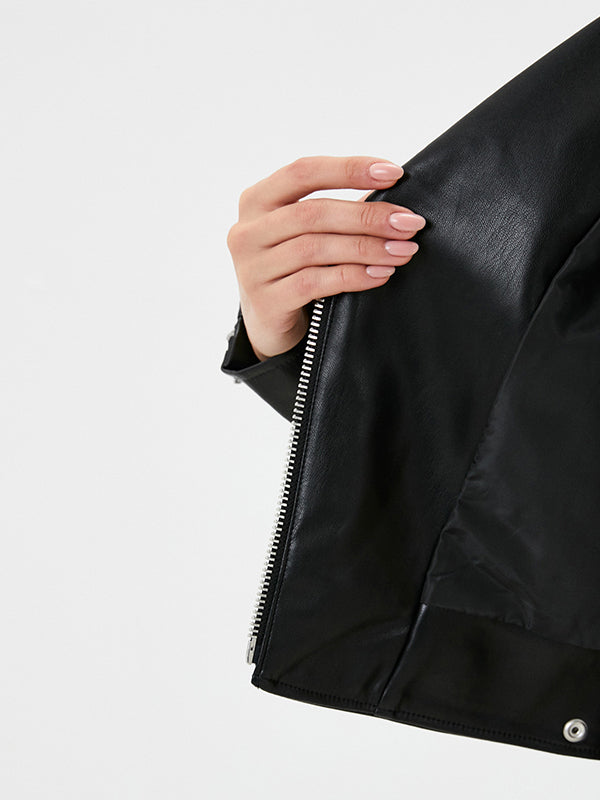 Faux Leather Biker J Ck Black / L