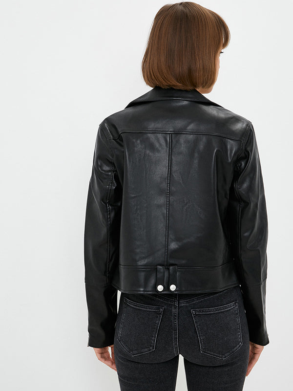 Faux Leather Biker J Ck Black / L