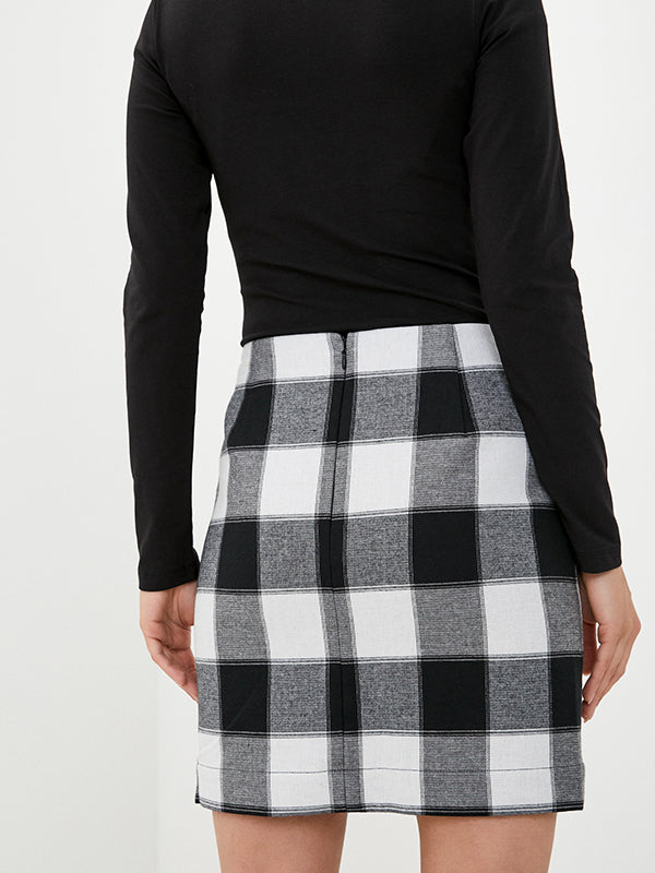 Checked Skirt Ck Black/Bright White / L