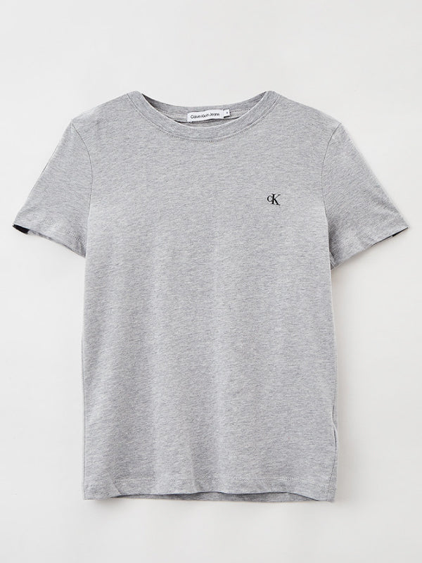 Logo Tape Fitted T-S Light Grey Heather / 10