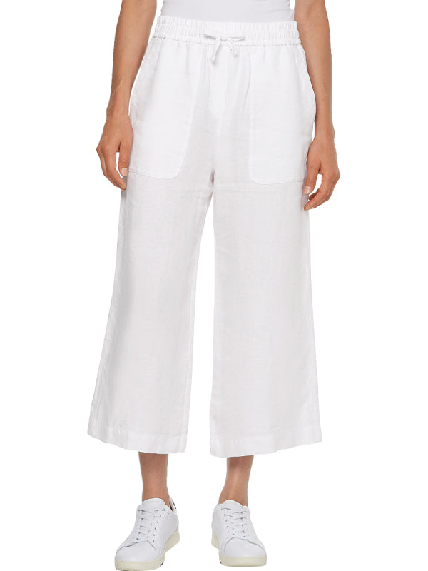 Linen Wide Leg Crop White / 42