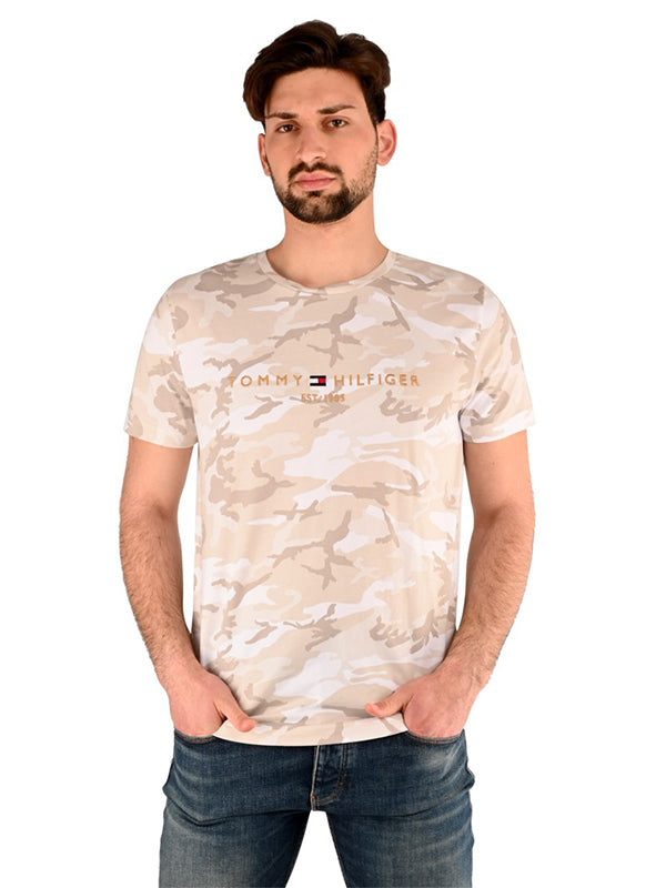 Camo Tommy Logo Tee Ecru Camo / L