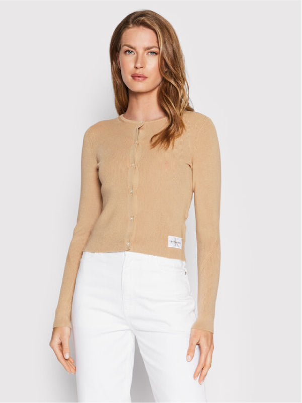 Badge Knitted Cardig Tawny Sand / L