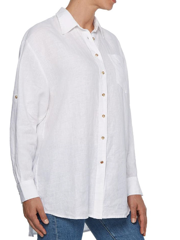 Linen N Relaxed Long Th Optic White / R40