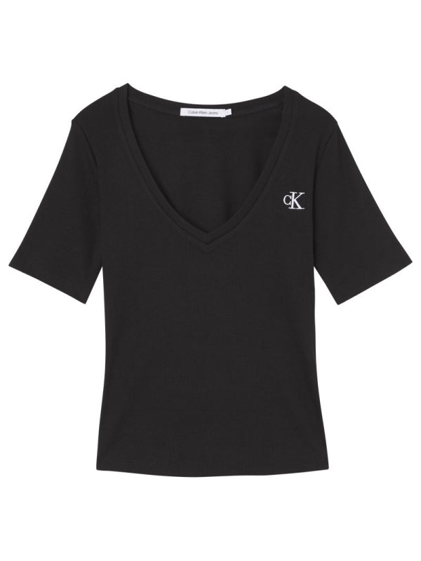 Ck Rib V-Neck Tee Ck Black / L