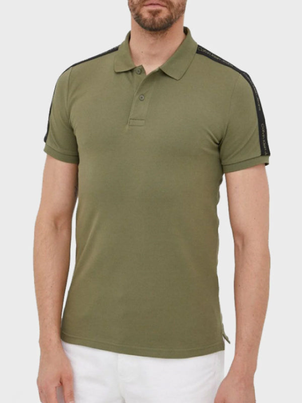 Contrast Tape Polo Burnt Olive / L