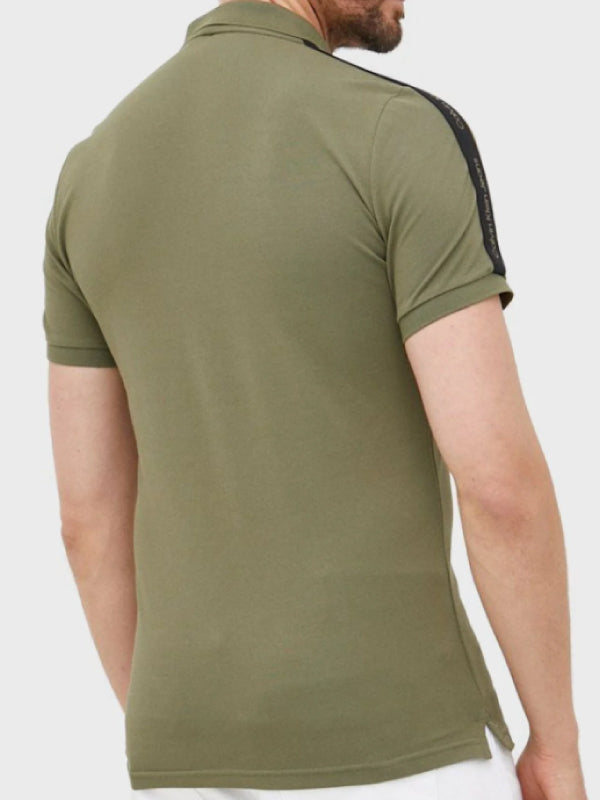 Contrast Tape Polo Burnt Olive / L