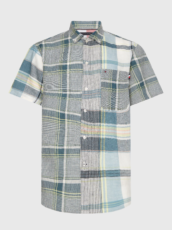 MADRAS BLOCKING SHIRT S/S Lofty Blue / Multi / L