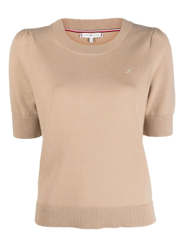 Soft C-Nk Puff Shoulder Sweater Beige / L