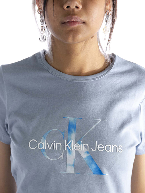 Aqua Monogram Slim Tee Silver Sky / L