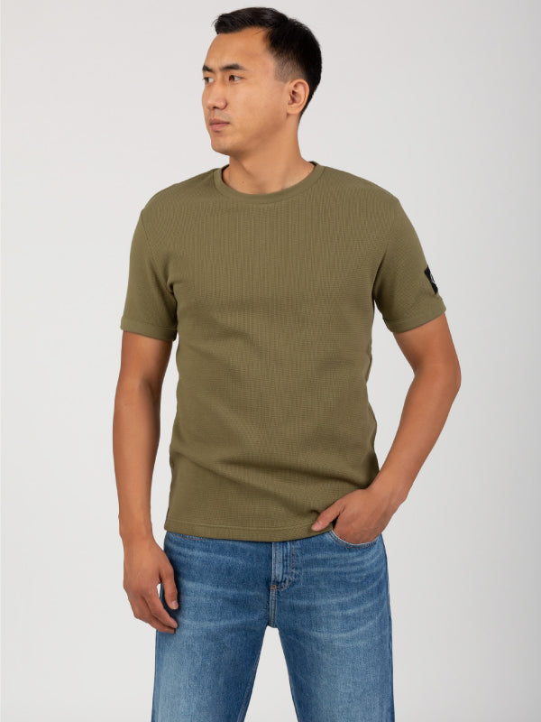 Monogram Badge Waffle Ss Tee Burnt Olive / L