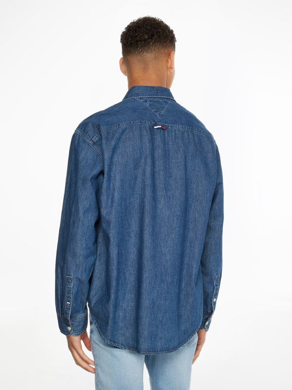 Tjm Lasered Wide Denim Shirt Denim Medium / L