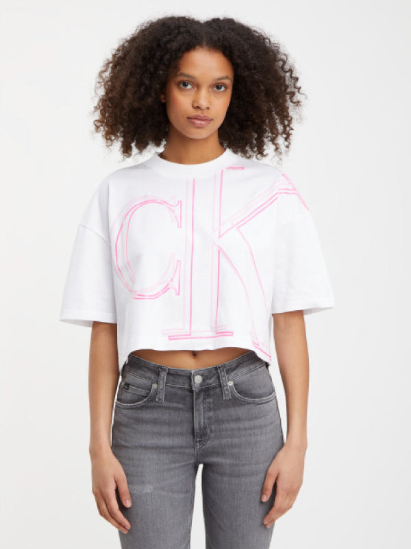 Illuminated Ck Crop Tee Bright White / L