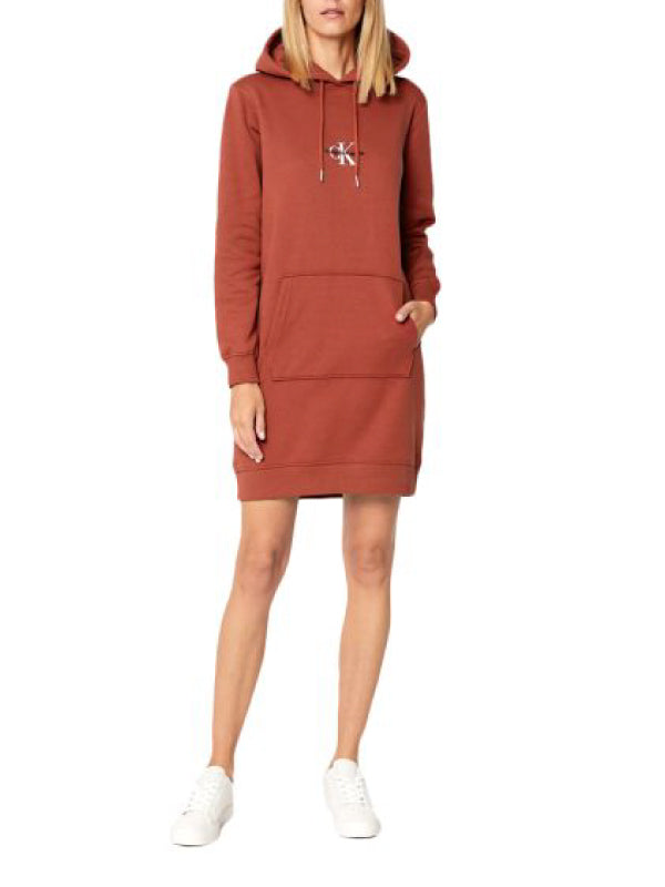 Monogram Hoodie Dress Terracotta Tile / L