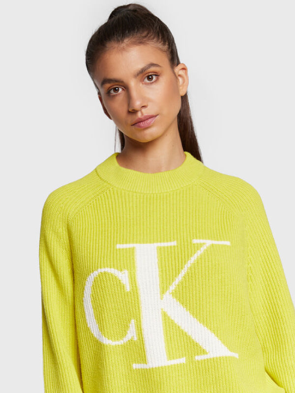 Blown Up Ck High Neck Sweater Dune Yellow / L