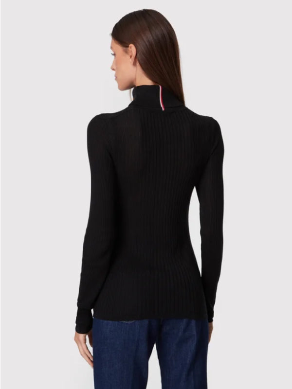 Lyocell Silk Roll-Nk Sweater Black / L