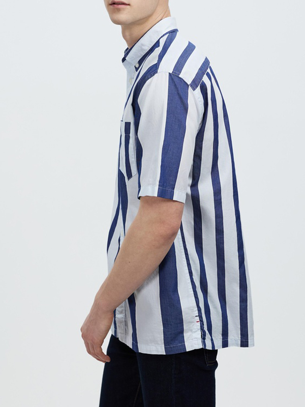 Blown Up Stripe Cf Shirt S/S Dark Navy / Multi / L