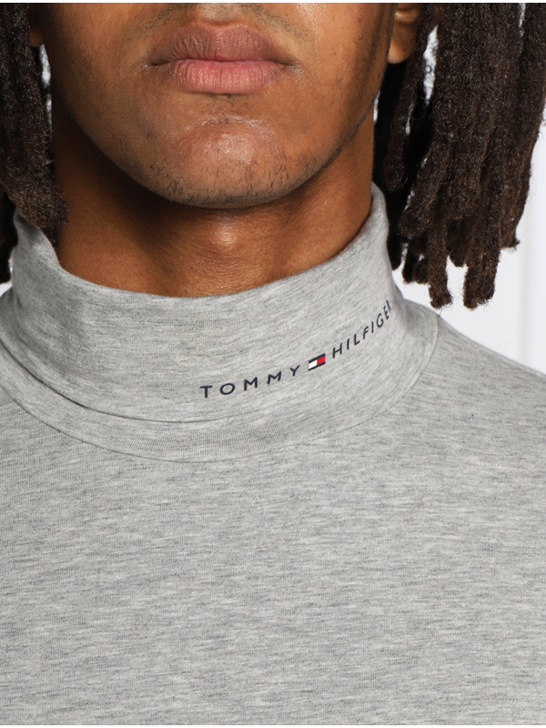 Roll Neck Tommy Logo Ls Tee Light Grey Heather / L