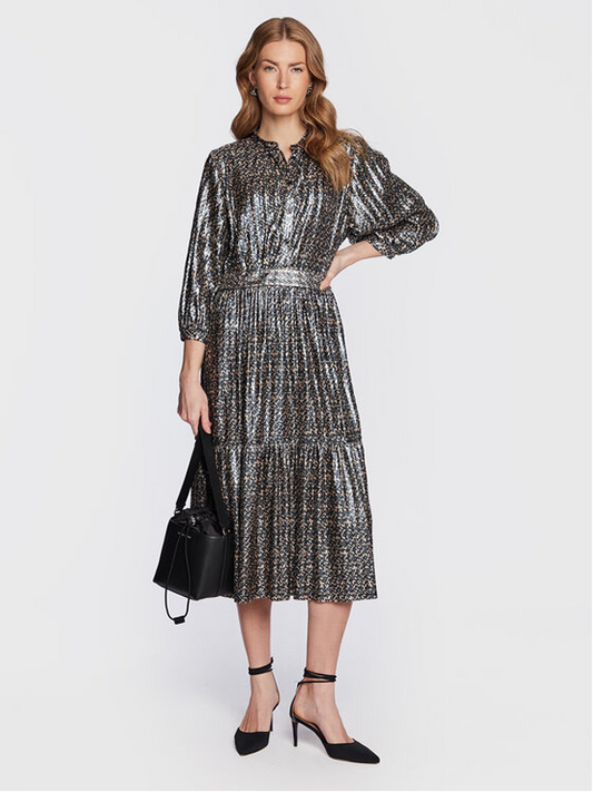 Lame Th Monogram Midi Dress Th Monogram Metallic / R40