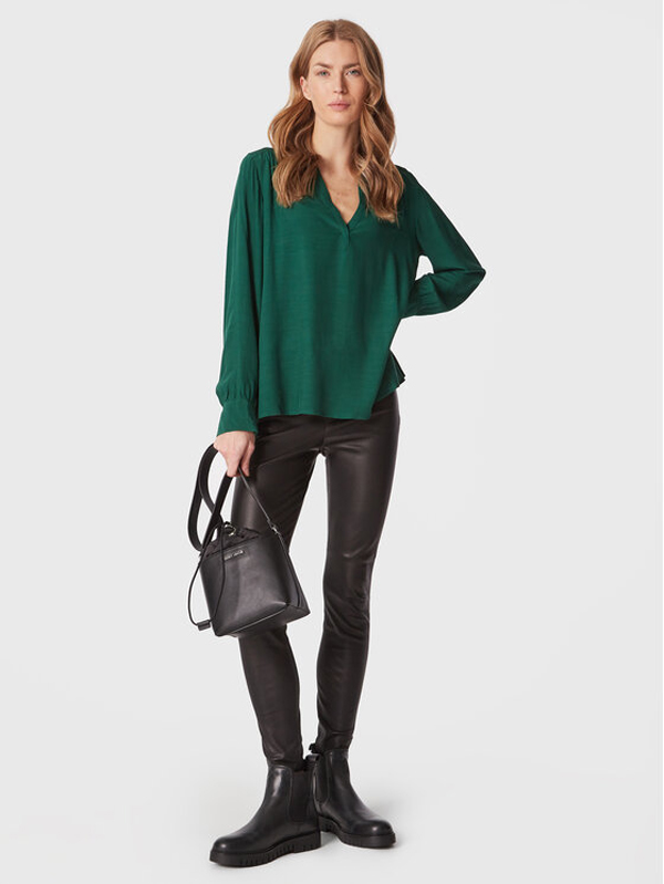 Vis Solid V-Neck Blouse Ls Prep Green / 42