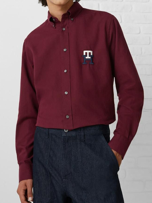 Cashmere Touch Monogram Rf Shirt Deep Burgundy / L