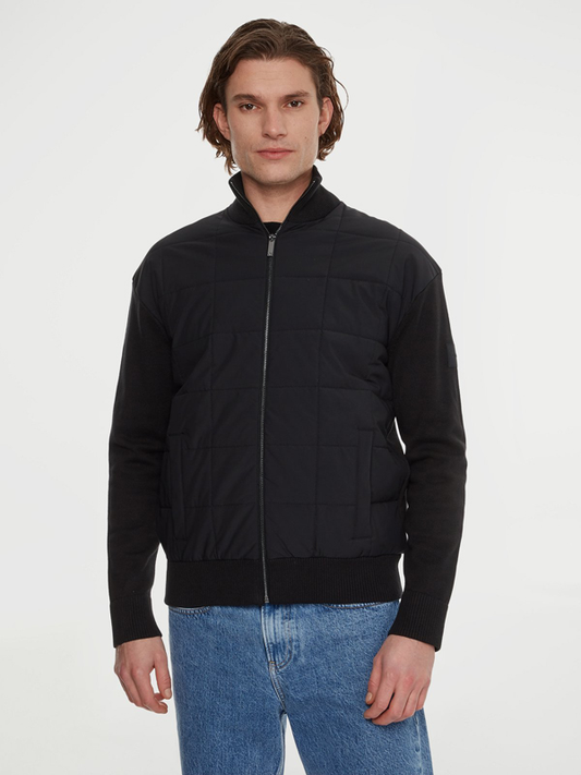 Mix Media Zip Through Jacket Ck Black / L